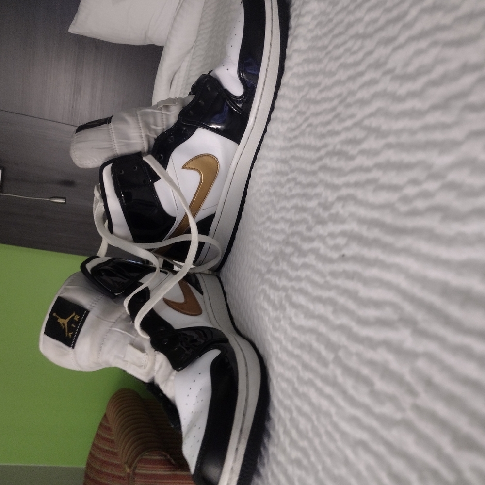 Jordan Air Force 1 Nike Black and Gold Athletic Shoes with Padded Collar